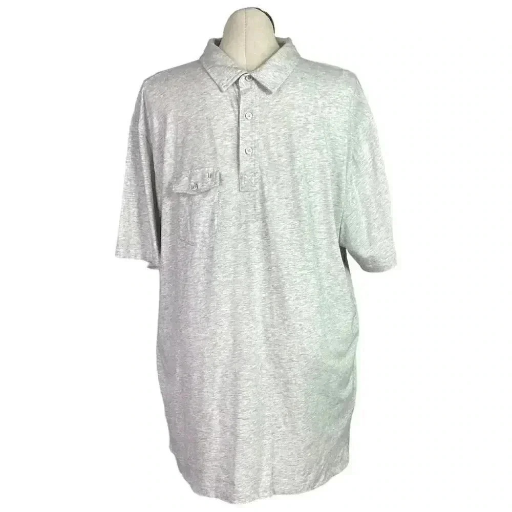 LinkSoul Polo Golf Shirt Mens XXL Gray 3 Button Short Sleeve Heathered Cotton